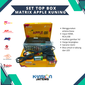 SET TOP BOX MATRIX APPLE KUNING TERBARU BONUS KABEL HDMI - BISA COD