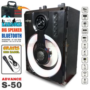 Salon Bluetooth Full Bass ADVANCE S 50 Multimedia Stereo Music Box Speaker Bluetooth Full Bass Subwoofer Speaker Aktif Super Bass Subwoofer Full Bass