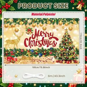 【Reusable Backdrop】180*110cm Christmas & 2027 New Year Backdrop family holiday Banner large Polyester party decoration