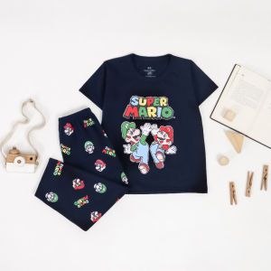 Chocopeach Setelan Kaos Lengan Pendek Celana Panjang Motif Usia 1-10th