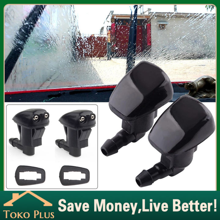 2Pcs Universal Windshield Washer Nozzle Cleaning Exterior Accessories Washer Jet Wiper Nozzle Fan Shaped Water Spray Jets Car Accessories