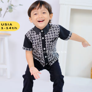 Baju Kemeja Batik Anak Laki Laki Cowok Kidkid Lengan Pendek Kids Couple Kombinasi Premium 114 Tahun