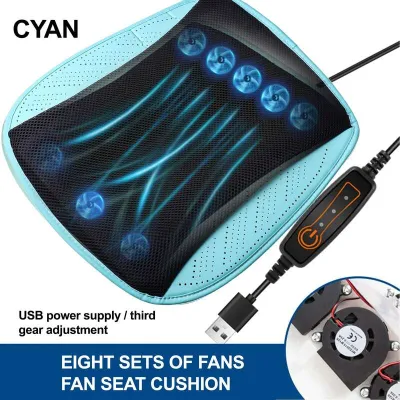 Aurora Auto Gối Đệm ghế làm mát xe hơi với USB 8 quạt có thể điều chỉnh luồng khí 3 cấp cho mùa hè [][niceday] .PuraAutoRepair