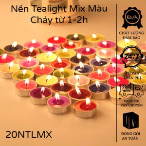Combo 5 Nến Tealight + Lát Gỗ Mộc - Decor Góc Chill Phong Cách Rustic