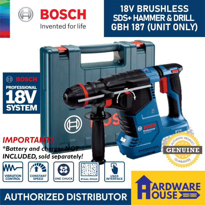 ORIGINAL BOSCH 18V Brushless Rotary Hammer GBH 187 SDS PLUS + Impact ...
