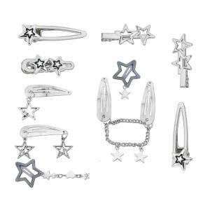 10pcs Stylish Silver Hairpin Trendy Hair Clip Casual Wear Hair Barrettes for Women and Children