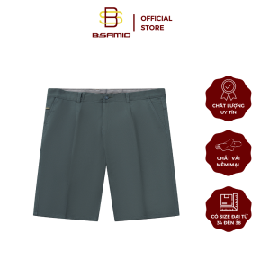 Quần Short Kaki Nam Trung Niên BSAMIO Màu Xám Đậm Có Xếp Ly Dài Qua Gối Vải Mềm Dày Dặn Có Size Đại