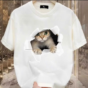 Áo Phông Nam Nữ Tay Ngắn In Hình Thú Ngộ Nghĩnh Chất Liệu Mềm Mại Phong Cách Thường Ngày