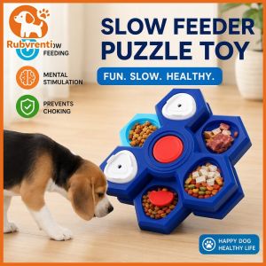 Rubvrenti Dog Slow Feeder Bowl Interactive Puzzle Toy Anti Choke Rotating Multi Layer Moisture Proof Safe
