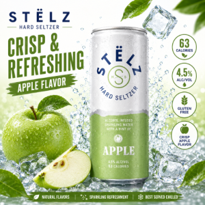 STËLZ Hard Seltzer Apple 250ml | Light Crisp & Refreshing Alcohol Drink | 4.5% ABV