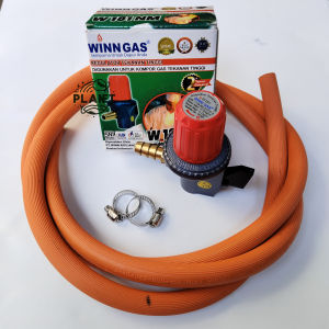 Paket Siap Pakai Regulator Tekanan Tinggi Winn Gas W181 meter+Selang Orange+Bonus 2 Klem
