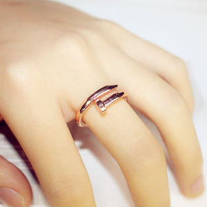 Fashion Finger Ring Gold Silver Color Simple Open Nail Ring Adjustable Couple Screw Jewelry Personality