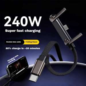 ✅100% Original Smilee 240W Super Fast Charging TypeC - TypeC Cable phone stand for Android Mobile Phone Charger