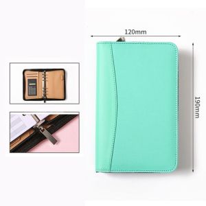 TRADER พร้อมเครื่องคิดเลข สมุดโน้ตหนัง A6 ปกโฟลเดอร์ หนังพียู โน้ตบุ๊คธุรกิจ สร้างสรรค์และสร้างสรรค์ ใบหลวมๆ แผ่นจดบันทึกย่อ ออฟฟิศสำหรับทำงาน