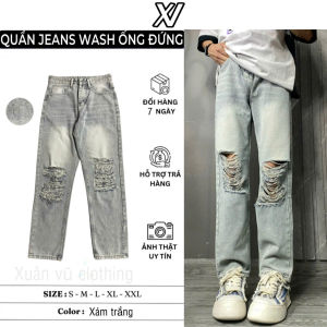 quần suông ống rộng xám rách 2023 Tặng Thắt Lưng Chun