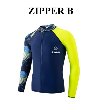 Kansa Mens Rashguard Swimsuit Diving Snorkeling Surfing Anti-Uv Quick Dry Full Sleeve