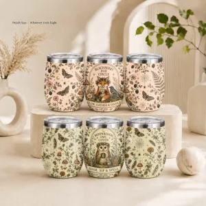Vintage Woodland Witch Society Vacuum Flasks 12oz Insulated Stainless Steel Mug with Lid Travel Tumbler Double Wall Coffee Cup2026