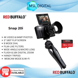 RED BUFFALO SNAP 20i 4K 64MP DIGITAL CAMERA FLIP SCREEN with WiFi FLASH 18x DIGITAL ZOOM WIDE ANGLE MACRO LENS