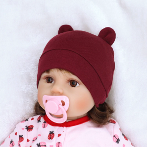 0-3 Months Infant Solid Color Bonnet Hospital Hat Gifts Baby Cute Bear Ears Hat Soft Cotton Beanie Cap Headwear