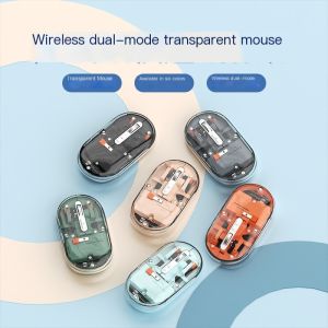 Chuột không dây Bluetooth trong suốt R8 hai chế độ siêu yên tĩnh cho PC laptop