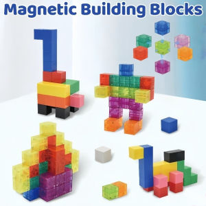 40pcs Magnetic Building Blocks Transparent Construction Minecraft Children Assembling Puzzle Cube