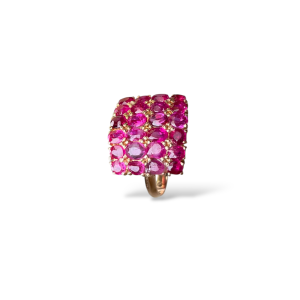 Burma Unheated Ruby and Natural Diamonds Ring in 18K Yellow Gold