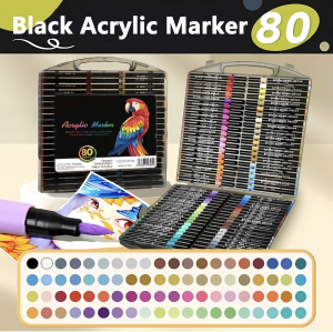 New 80-Color Acrylic Marker Set with Case - Vibrant & Long-Lasting Ink for Art & Crafts