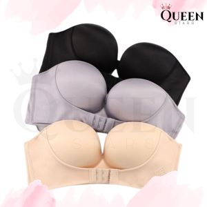 QSBRA529 Bra Tanpa Kawat Pengait Depan Pakaian Dalam Wanita Tanpa Tali Bandeau Bra Push Up