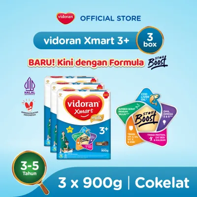 Vidoran Xmart 3+ Imun Up Susu Formula Coklat [900 G/3 Box]