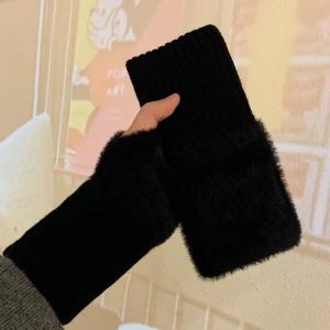 Thermal Fingerless Gloves Women Winter Freeze-proofing Breathable Plush Glove Outdoor Cycling Cold Proof Warm Half Finger Gloves