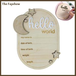[The Fayshow] Dấu hiệu thông báo cho bé dấu hiệu thông báo sơ sinh bằng gỗ 5.91x4.13 inch Xin Chào Thế Giới