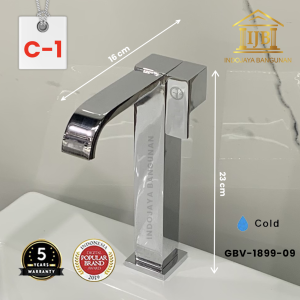 Germany Brilliant Kran Wastafel Tinggi Keran Air Panas Dingin Bahan Full Kuningan Chrome Hitam Putih