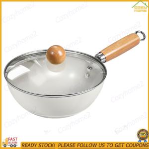 [Cozyhome2] Ceramic Nonstick Wok with Lid Induction Cookware with Cool-Touch Handle Round Flat Bottom Cookware for Cooking Saute Vegetables Meat Fish