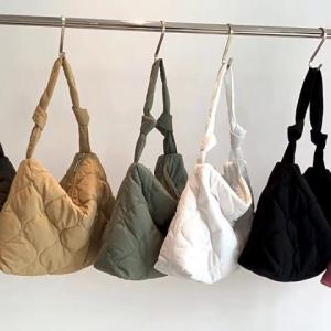 Large Capacity Tote Bag Womens 2023 Autumn New Lightweight and Simple Shoulder Bag Fashion Trend Lingge Handbag Cotton Cloth Bags