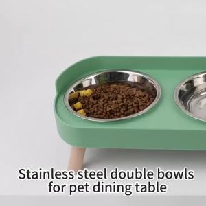 Stainless Steel Anti-Slip Cervical Protect Dual BowlFood Feeder for Cats and Dogs with Elevated Design2026
