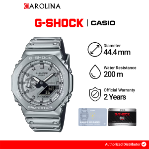 Jam Tangan Pria Casio G-Shock G-Steel GM-2100YM-8A FINE METALLIC SERIES Silver Dial Silver Resin Band