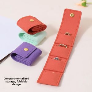 BLACKON Microfiber Velvet Mini Jewelry Display Bag Small Foldable Earrings Organizer Light Luxury Solid Color Necklace Ring Packing Bag Women