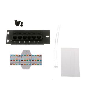 6 Port CAT5e RJ45 Through Coupler Patch Panel with Back Bar Wallmount or Rackmount for CAT5eUTP STP Cabling