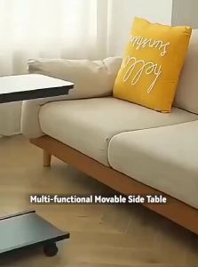 【Free Shipping】Movable Table With Wheels Pulley Table Side Table Nordic Living Room Coffee Table
