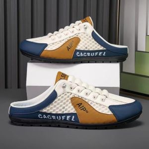 Slip On Half Shoes For Men Summer Breathable Lazy Rubber Shoes Versatile Casual Half Slippers