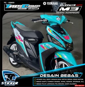 Sticker Decal Mio 125 / Mio M3 / Mio Z / Mio SOUL Stiker Striping Fullbody Desain Custom Bisa Request - Decal Stiker Mio 125 FullBody Striping List Variasi Motor Mio 125 / Mio M3 Biru Tosca Desain Custom TC-0300