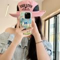 Cute Cartoon Beach-themed Tamagotchi Round-edge Stand Phone Case for iPhone 12 Pro Max, Soft Dual-sided IMD Phone Protector for iPhone13,14,15,16 Pro Max,Japanese and Korean Anime. 