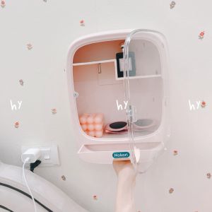 Kệ đựng mỹ phẩm treo tường tủ đồ dán tường nhà tắm 2 ngăn có nắp đậy đa năng Hokori 3635