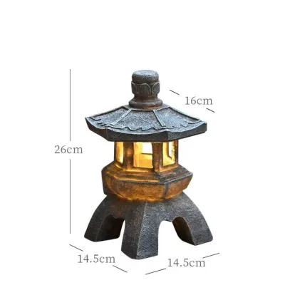 CHENJIE Resin Solar LED Pagoda Lantern Exquisite Creative Landscap Decorative Lamp Zen Stone Tower Decor Crafts Statue Light Garden
