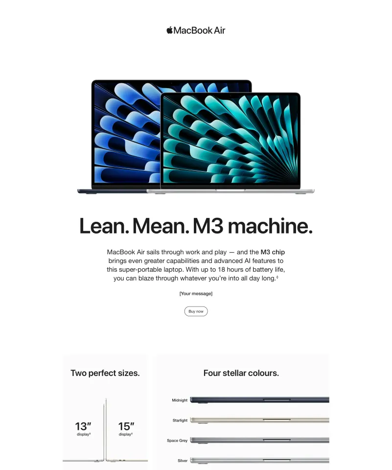 Apple 15-inch MacBook Air (M3) with 8-core CPU and 10-core GPU