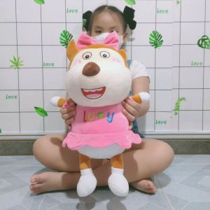 Gấu bông Lucy cho bé gái Thú bông sói con vải Miniso trong hoạt hình Wolfoo & Lucy chính hãng mềm mịn sản phẩm cam kết như hình