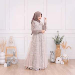 Gendhis Kids + Jilbab Gamis Wanita anak Terbaru 2025 Elegan Gamis anak Kekinian Viral Gamis Modern Lebaran Mewah Dress Muslimah Model Baru setelan gamis anak remaja muslimah lebaran terbaru trendy kekinian 2025