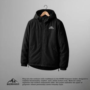 Jaket Pria GORPCORE Parasut TASLAN BLACK WATERPROOF Distro Terbaru style Korean Anti Air Keren BGSRMMXVI