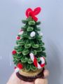 Tặng đèn led trang trí - Cây thông noel handmade bằng kẽm nhung xinh xắn trang trí bàn làm việc, bàn học. 