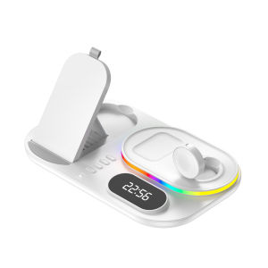 [SG Seller] New Model with Clock 4 in 1 Wireless Charger 30W Fast Charging RGB Ambient Light Multi-functional Wireless Charger